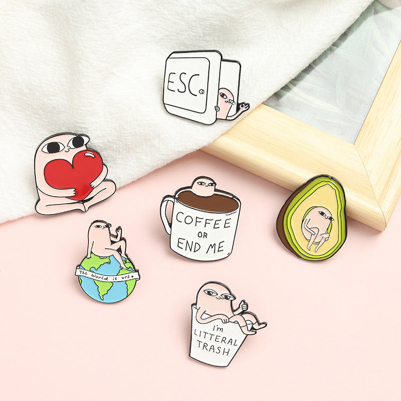 Creative Personality Monster Avocado Earth Cup Shape Badge