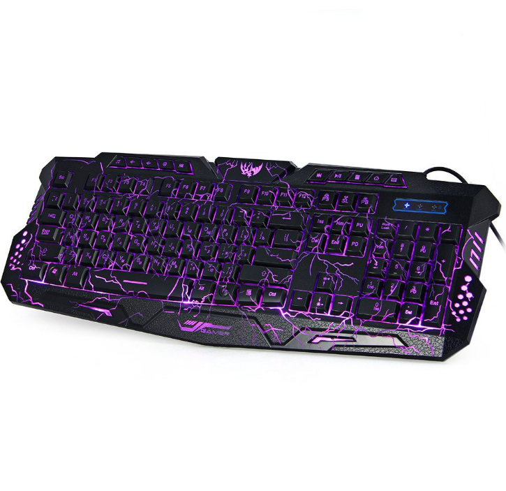 J10 Tricolor Backlight Gaming Keyboard Set Colorful Luminous Wired Gaming Mouse Keyboard Russian Keyboard