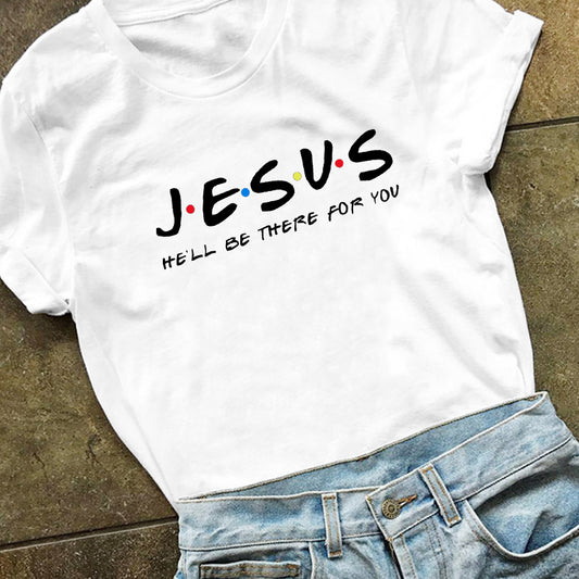 Jesus Print Women T-Shirt Cotton Clothes Tops Christian Clothing Shirts for Women Friends Women's Shirts