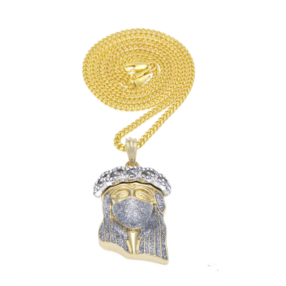 Jesus Star Pendant Hiphop Diamond Powder Masked Pendant for Necklace