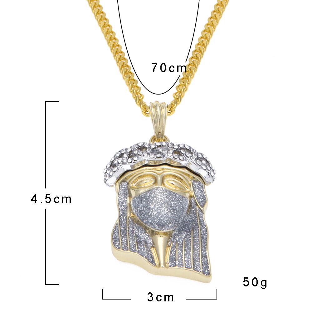 Jesus Star Pendant Hiphop Diamond Powder Masked Pendant for Necklace