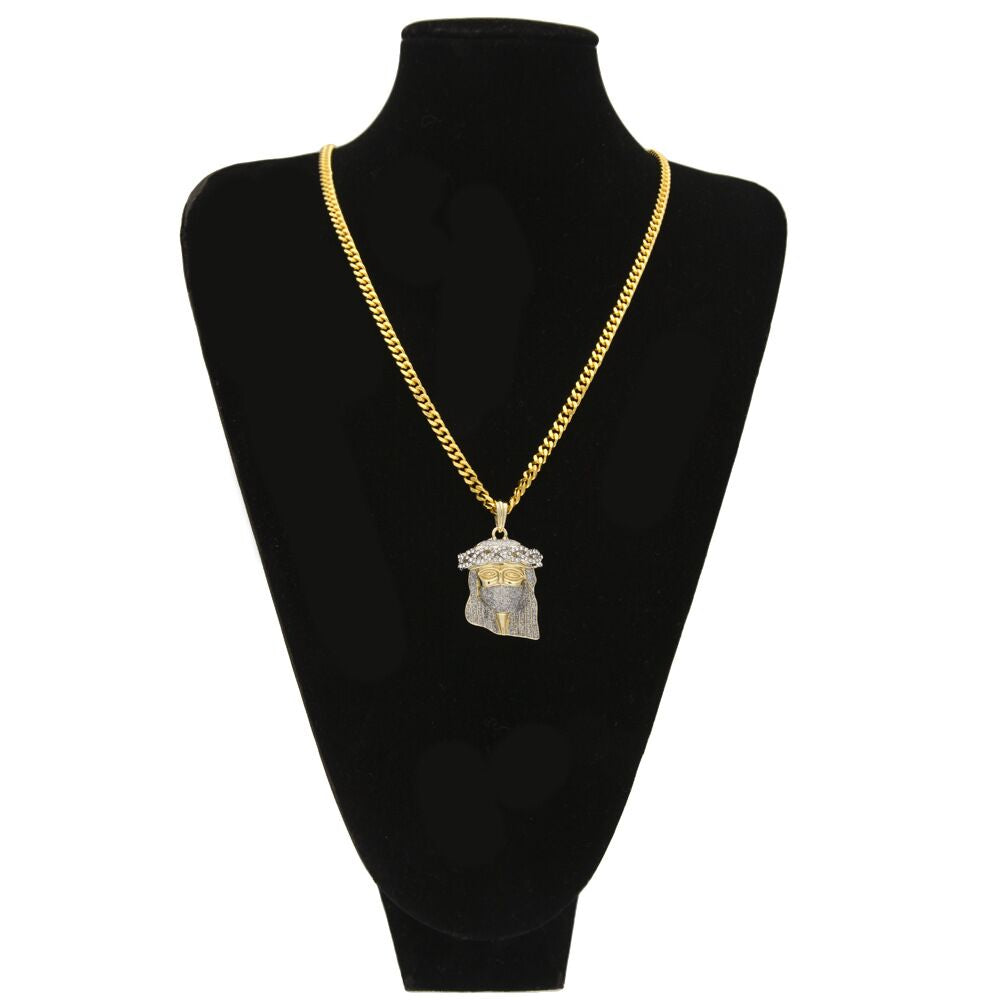 Jesus Star Pendant Hiphop Diamond Powder Masked Pendant for Necklace