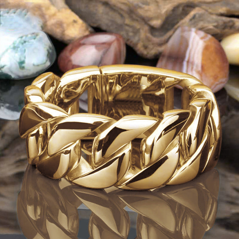 Copper Plated Gold, Silver, Two-Tone Chain Rings Valentine’s Day Gift Women’s & Men's European And American Fashion Punk Jewelry