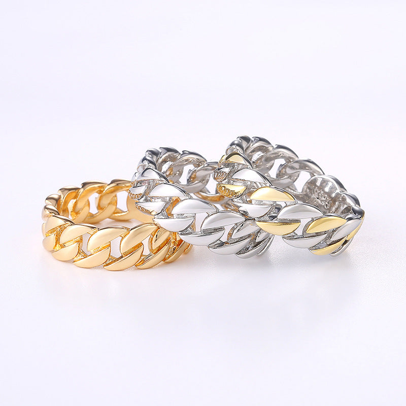 Copper Plated Gold, Silver, Two-Tone Chain Rings Valentine’s Day Gift Women’s & Men's European And American Fashion Punk Jewelry
