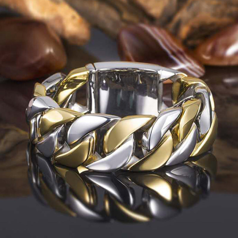 Copper Plated Gold, Silver, Two-Tone Chain Rings Valentine’s Day Gift Women’s & Men's European And American Fashion Punk Jewelry