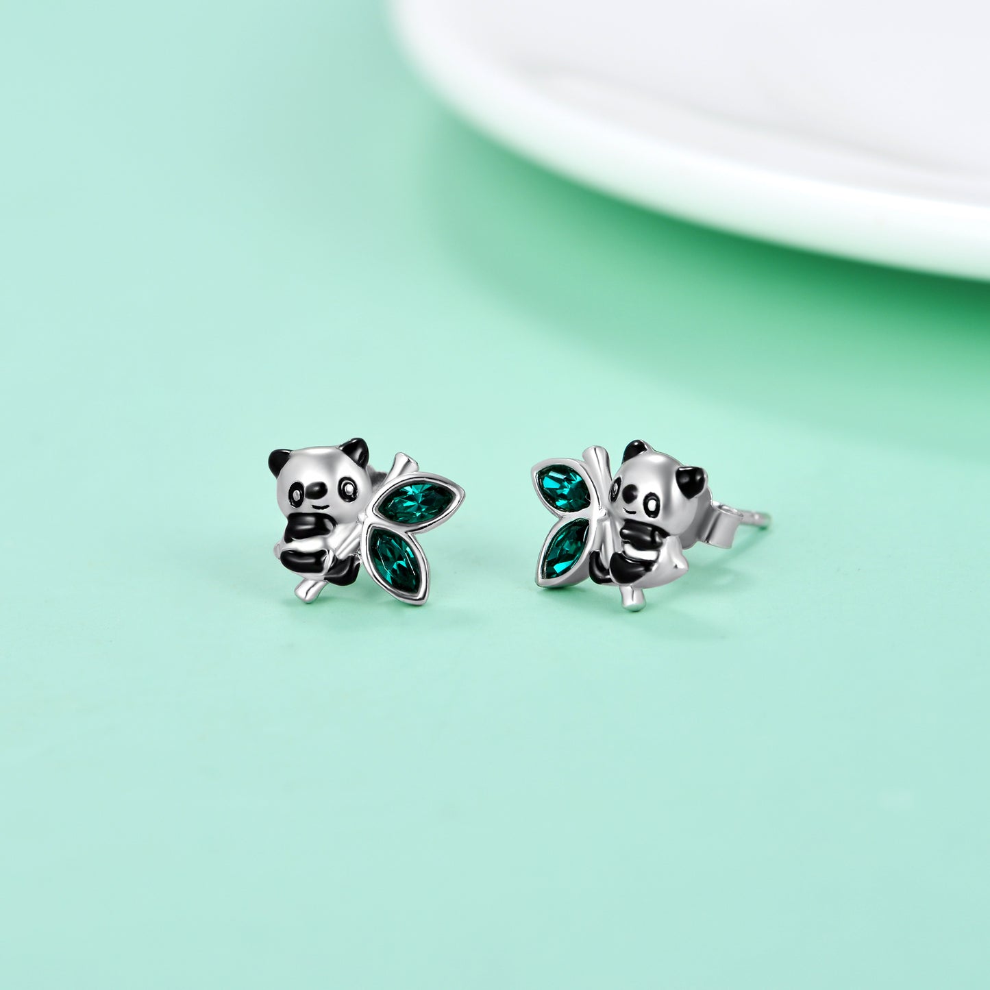 Sterling Silver Panda Stud Earrings for Women Women's Accessories Women's Earrings