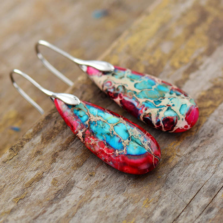 New Bohemian Emperor Stone Water Drop Pendant Earrings Gift Women's Earrings