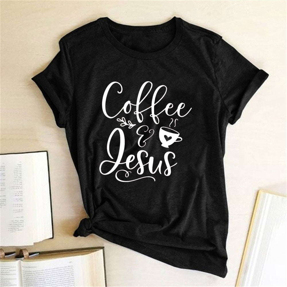 Coffee and Jesus Women's T-Shirt Amen Shirt Christian Clothing Shirts for Women
