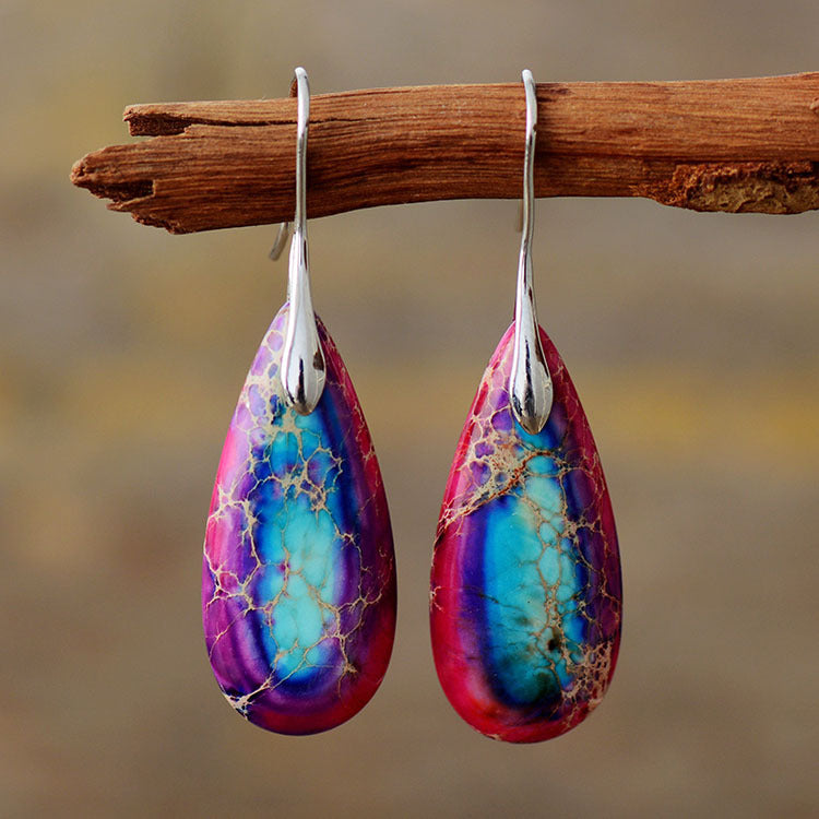 New Bohemian Emperor Stone Water Drop Pendant Earrings Gift Women's Earrings