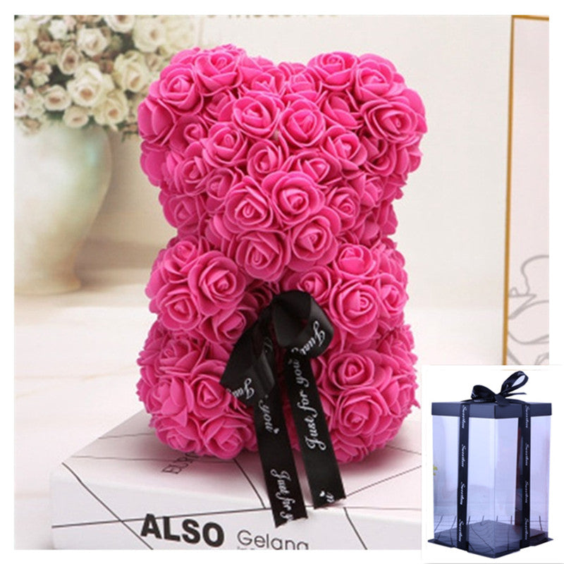 Rose Teddy Bear Eternal Flower Valentine's Day Gift PE Foam Bear 25cm