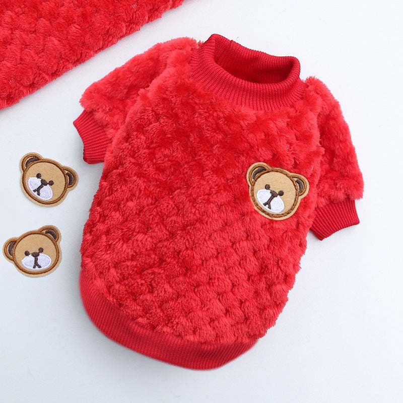 Coral Fleece Pet Clothing Dog Clothes Cat Clothes Pink Baby Blue Red Brown Clothes for Pets Size Teddy Fighting