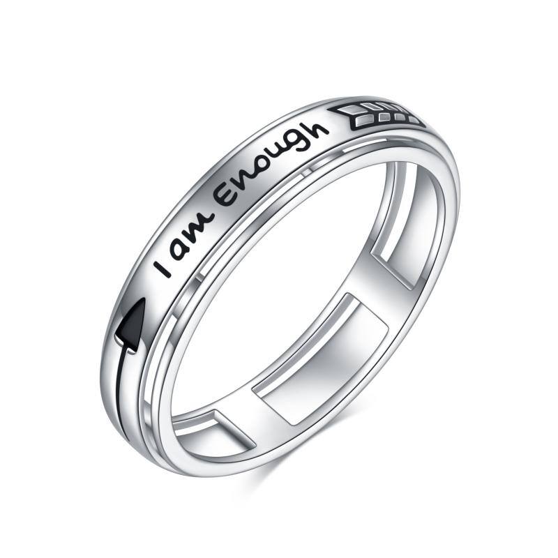 Anxiety Ring Sterling Silver Fidget Ring for Anxiety I Am Enough Inspirational Spinner Ring Stress Relief Rings for Women Men