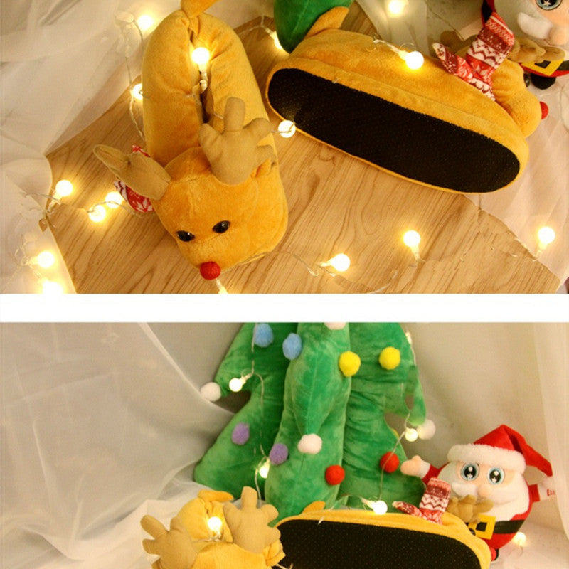 Cute Couple Christmas Elk Slippers Winter Slippers