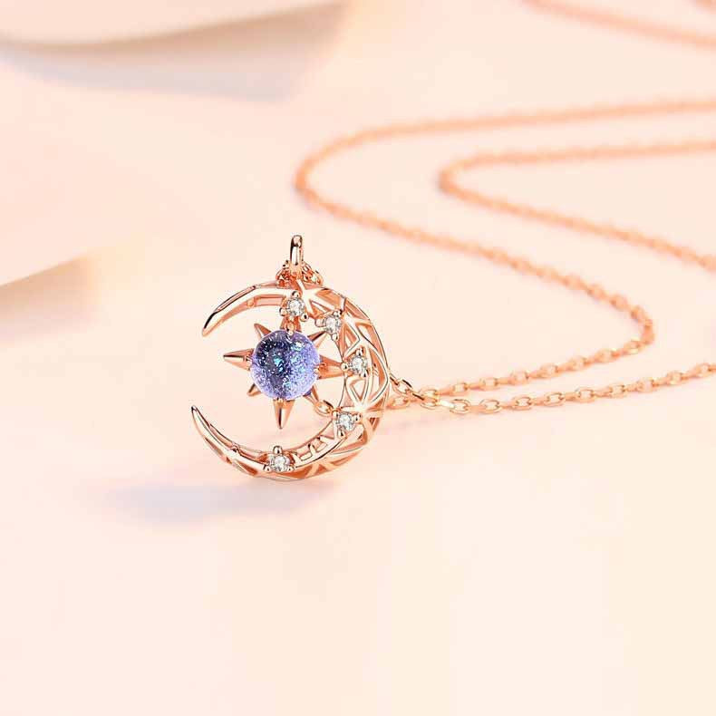 Explosive Star And Moon Necklace Crescent Moon