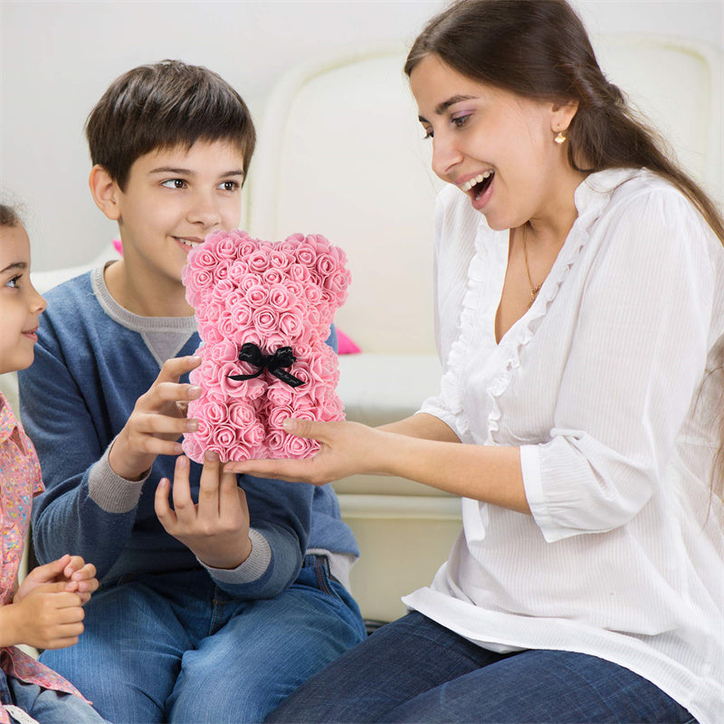 Rose Teddy Bear Eternal Flower Valentine's Day Gift PE Foam Bear 25cm