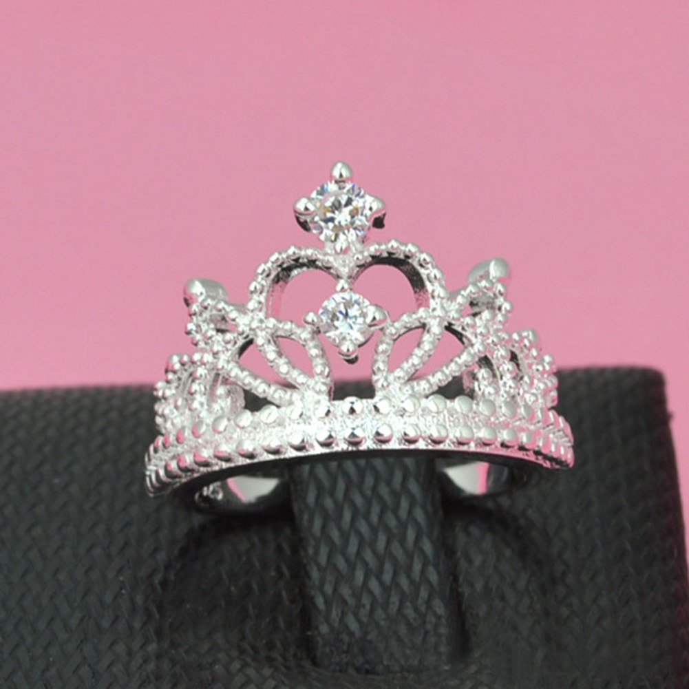 .925 Sterling Silver Plated Sparkling Crystal Crown Ring Gift Beautiful Jewelry S925 Sterling Silver Special Wedding Ring