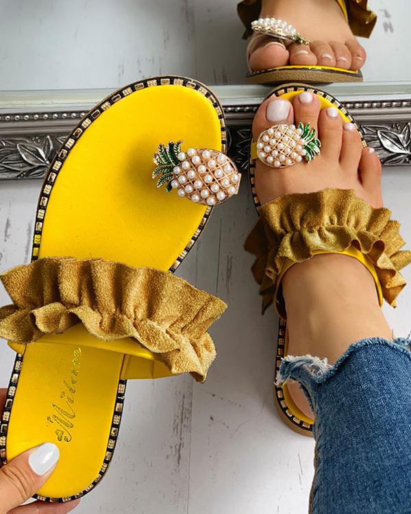Womens Pineapple Flip Flops Women's Sandals Stylish Shoes for Women Footware
