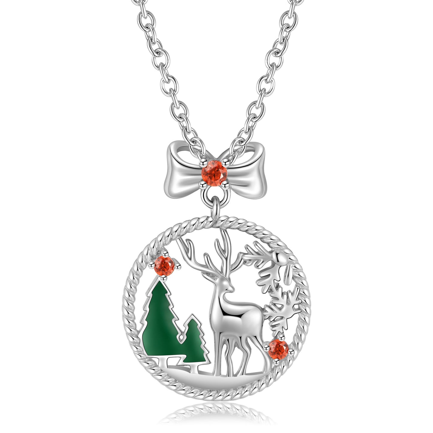 Women’s .925 Sterling Silver Elk Hollow Necklace Elk Necklace Christmas Winter Jewelry for Women Girls S925 Gift