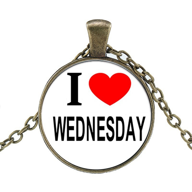 Punk Wednesday Character Glass Dome Pendant Necklace