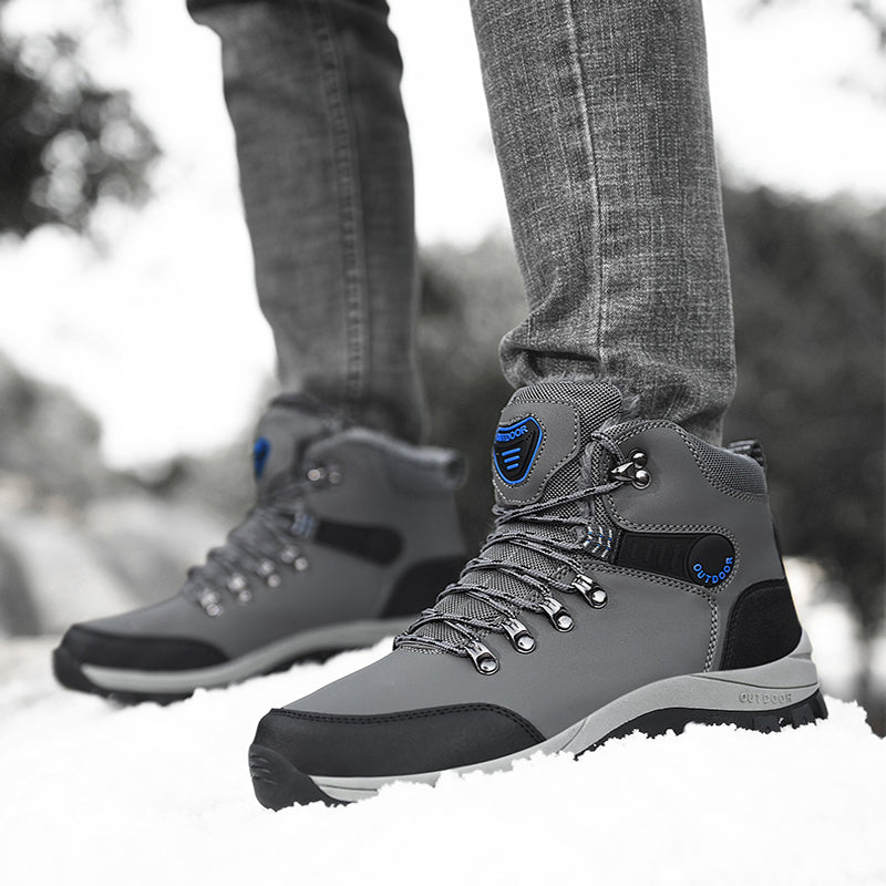 Men’s Winter Snow Boots for Men and Boys Warm Plush Ankle Boots Hiking Lace-up Shoes