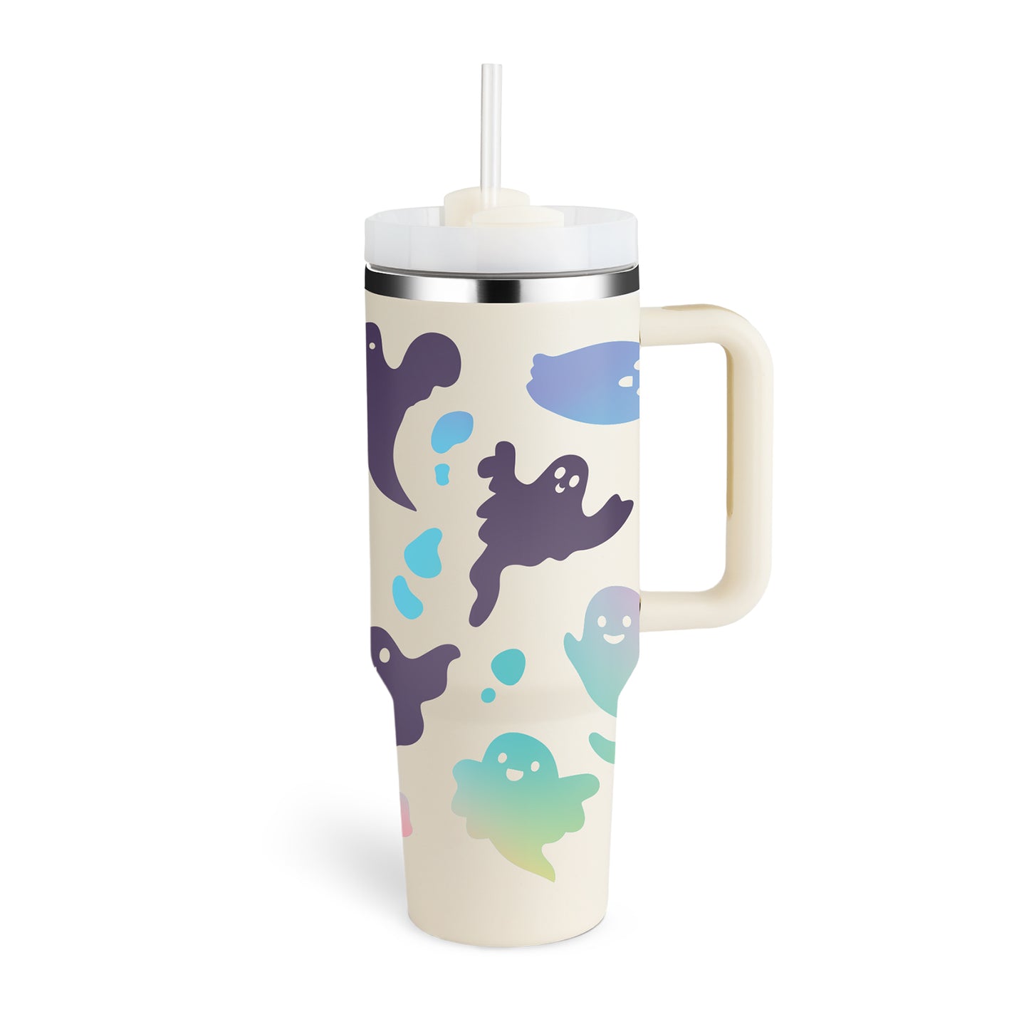 Winter Thermal Mug 40oz Straw Coffee Insulation Cup With Handle Portable Car Stainless Steel Water Bottle Large Capacity Travel BPA Free Thermal Mug