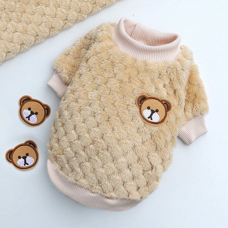 Coral Fleece Pet Clothing Dog Clothes Cat Clothes Pink Baby Blue Red Brown Clothes for Pets Size Teddy Fighting