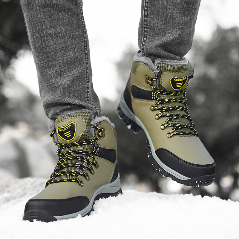 Men’s Winter Snow Boots for Men and Boys Warm Plush Ankle Boots Hiking Lace-up Shoes