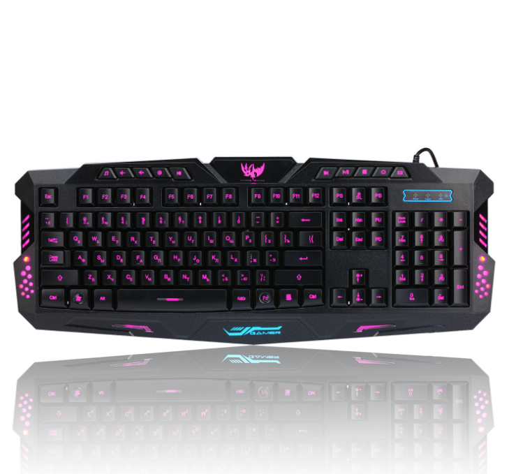 J10 Tricolor Backlight Gaming Keyboard Set Colorful Luminous Wired Gaming Mouse Keyboard Russian Keyboard