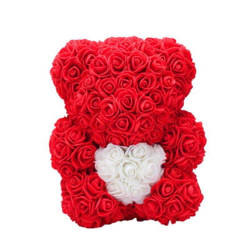 Rose Teddy Bear Eternal Flower Valentine's Day Gift PE Foam Bear 25cm