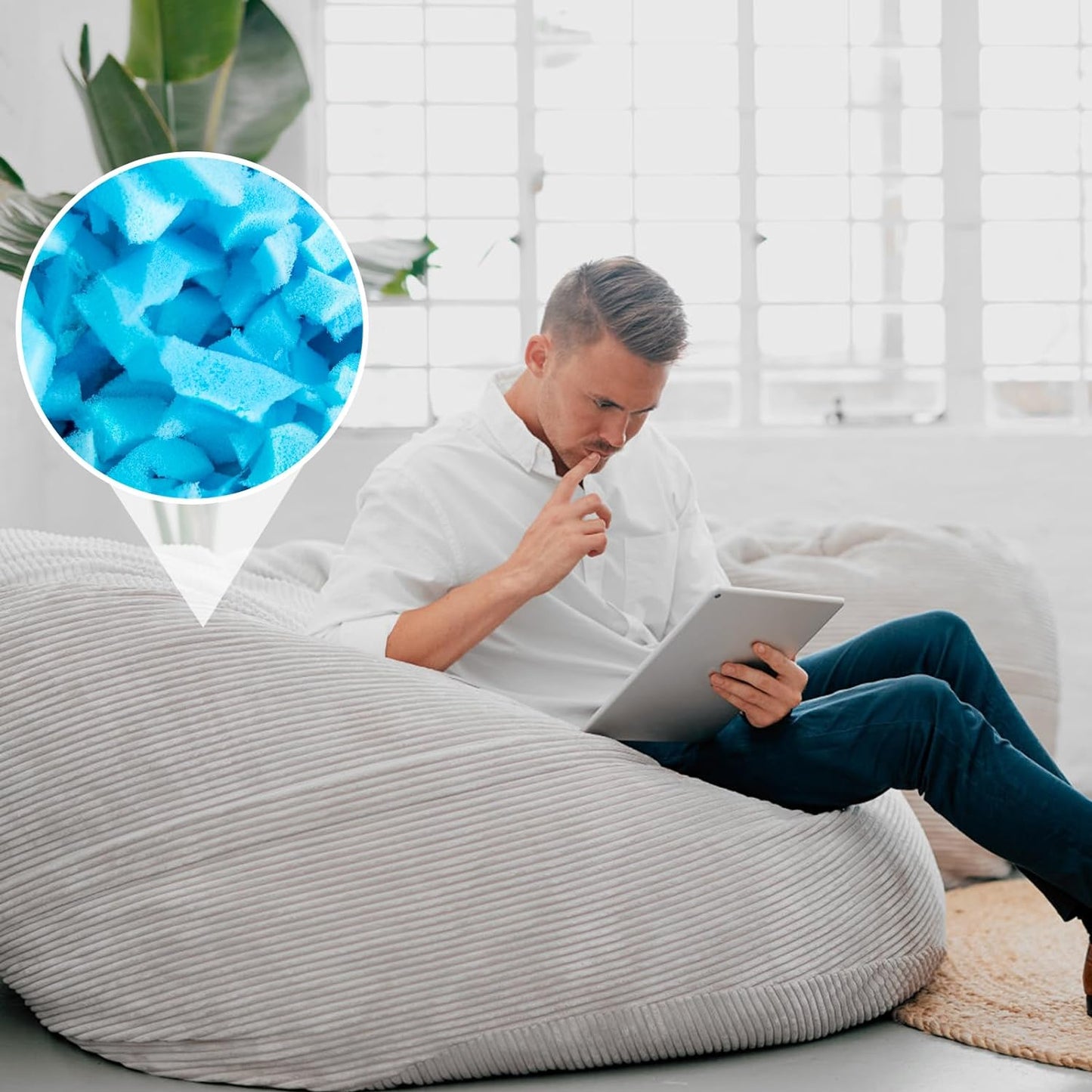 5 lbs 2.27 kg Bean Bags Filler 5 pounds Shredded Memory Foam Filling For Bean Bag Chairs, Lazy Sofas, Dog Beds, Cushions Pillows, Added Gel Particles