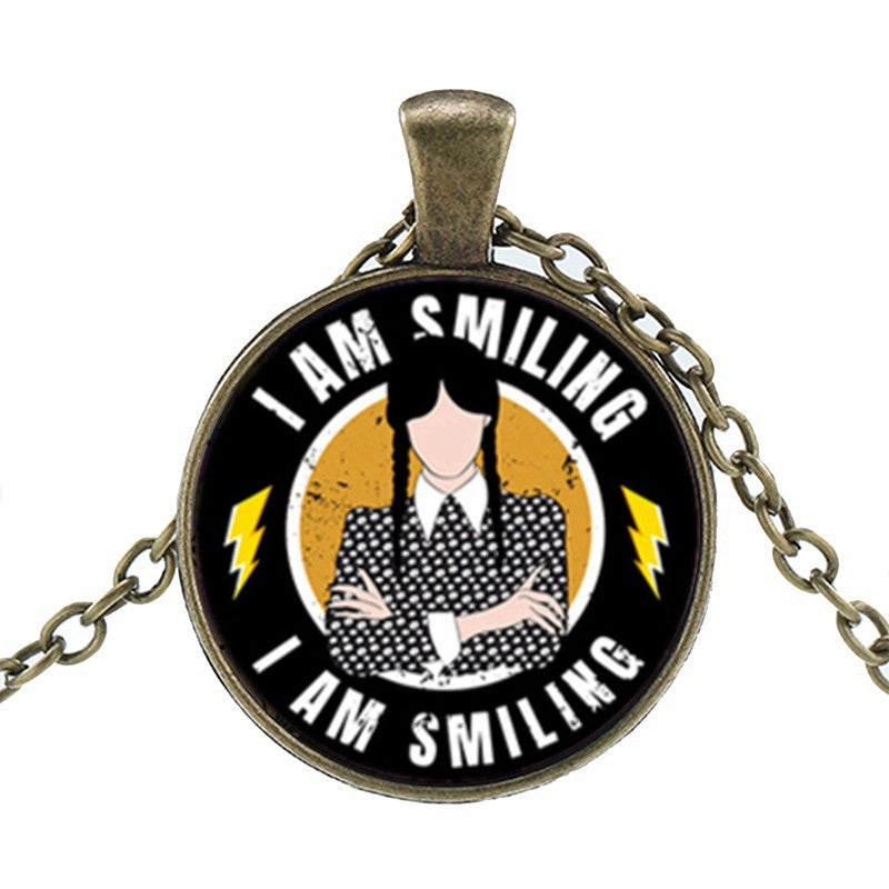 Punk Wednesday Character Glass Dome Pendant Necklace