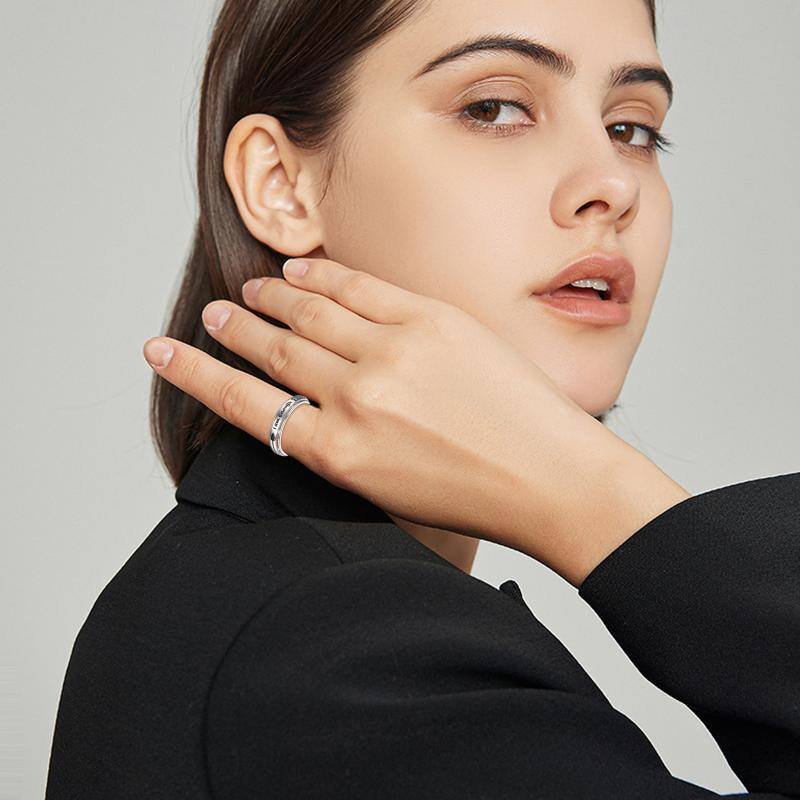 Anxiety Ring Sterling Silver Fidget Ring for Anxiety I Am Enough Inspirational Spinner Ring Stress Relief Rings for Women Men