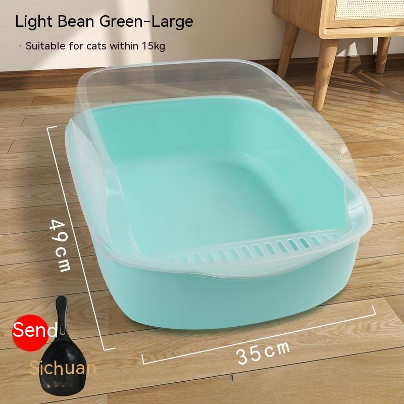 Semi Enclosed Anti Sand Cat Litter Box Cat Toilet Various Colors Pet Supplies Cat Waste Bin Pet Products for Fur Babies, Animals