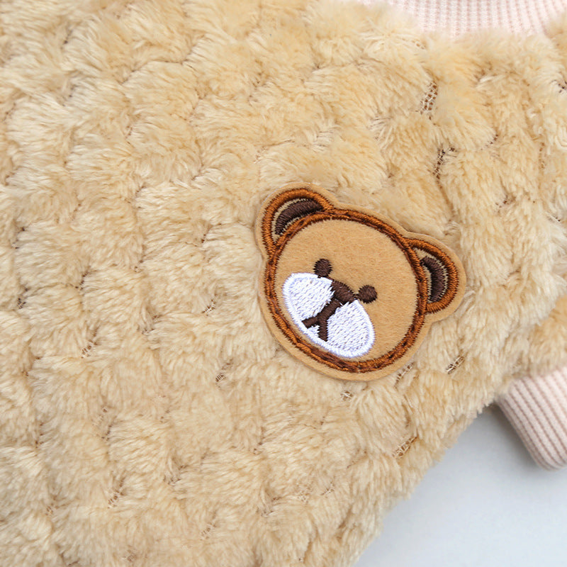 Coral Fleece Pet Clothing Dog Clothes Cat Clothes Pink Baby Blue Red Brown Clothes for Pets Size Teddy Fighting