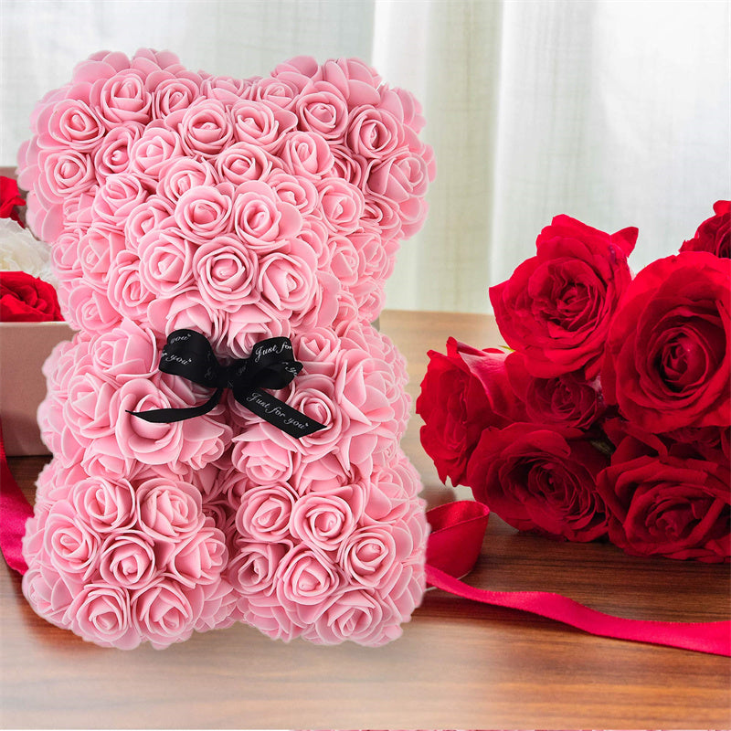 Rose Teddy Bear Eternal Flower Valentine's Day Gift PE Foam Bear 25cm