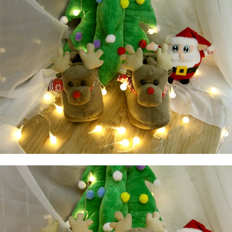 Cute Couple Christmas Elk Slippers Winter Slippers