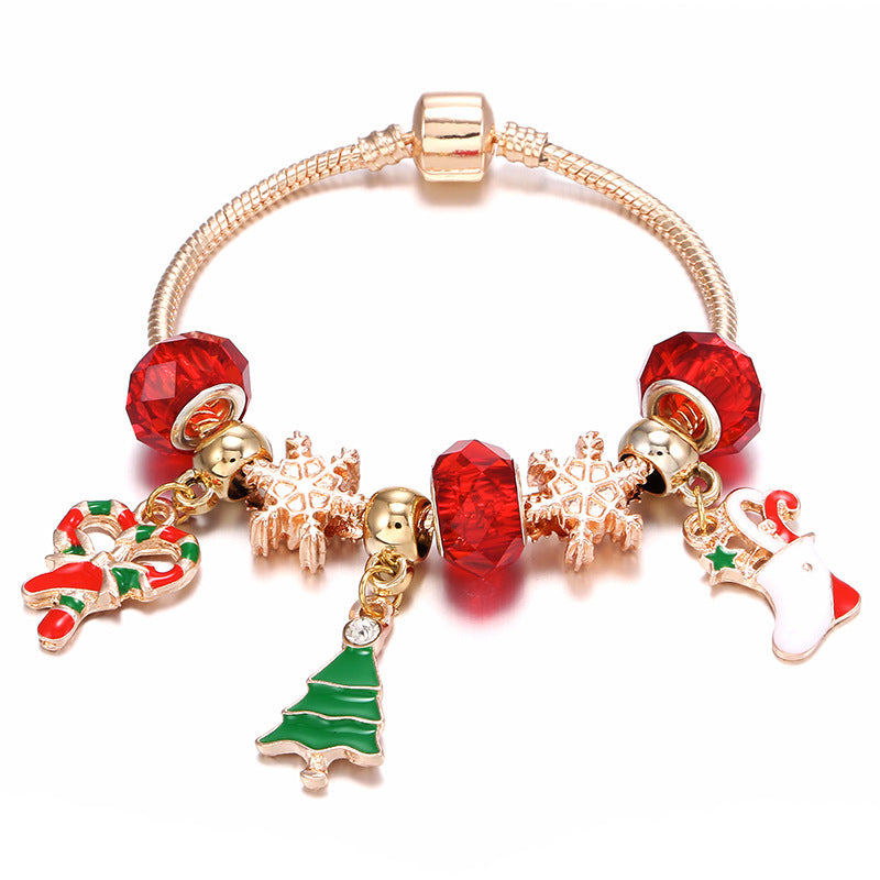 Christmas Bracelet Candy, Gifts Stocking, Christmas Tree Pendants with Snowflake Beads Holiday Gift Jewelry Accessories