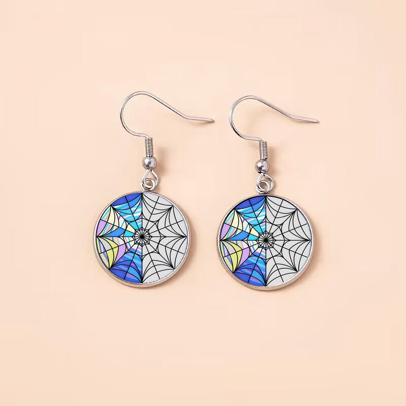 Punk Wednesday Stainless Steel Glass Dome Dangle Earrings For Women Girls