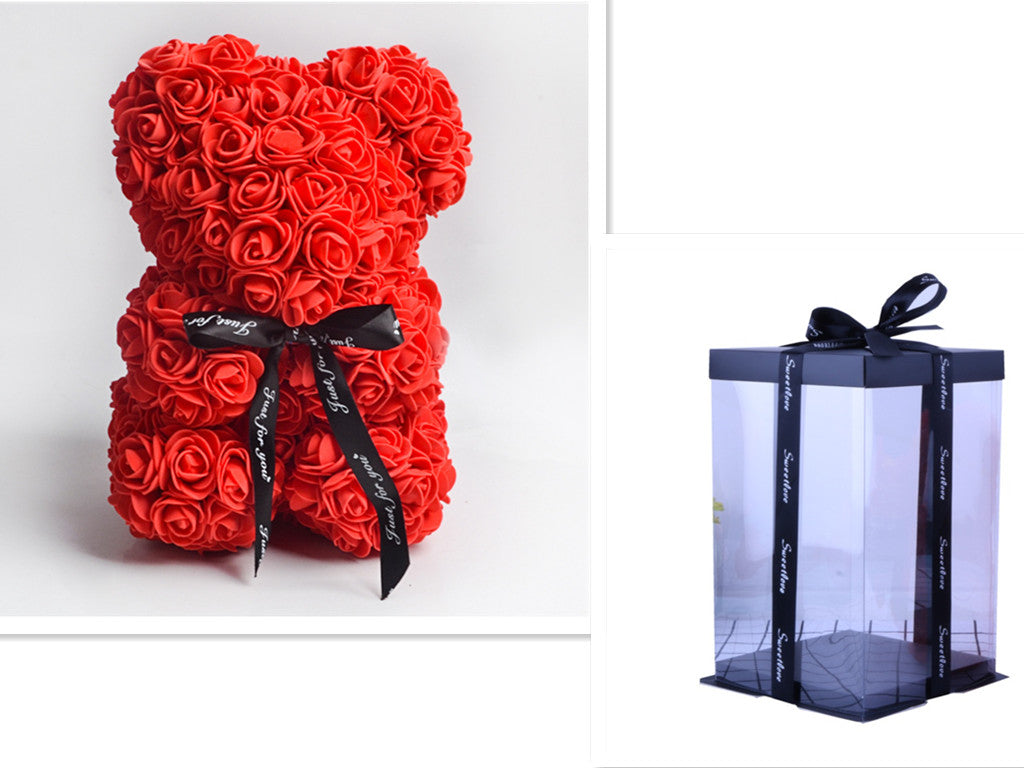 Rose Teddy Bear Eternal Flower Valentine's Day Gift PE Foam Bear 25cm