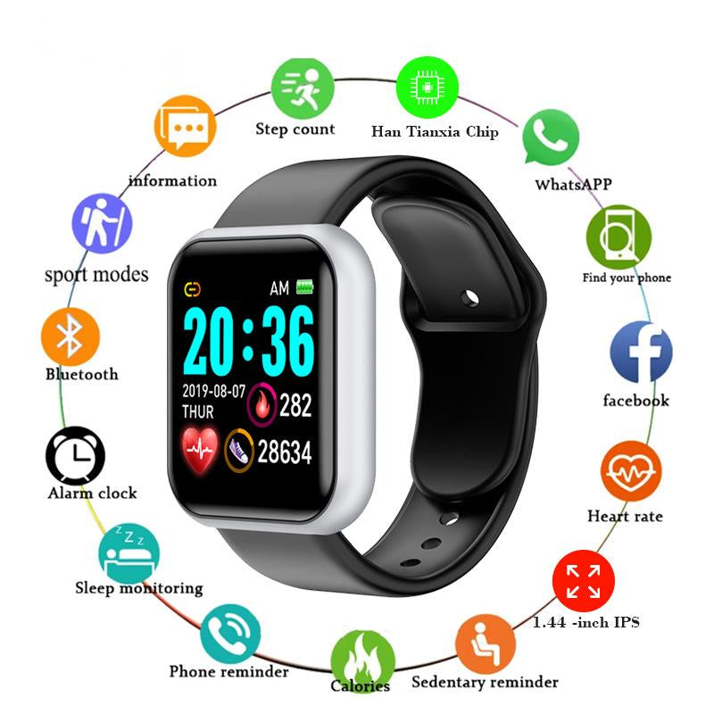 Apple iOS Android Smart Watch Y68 Color Screen Smart Bracelet Heart Rate Monitor Blood Pressure Monitor Blood Oxygen Monitor Watches