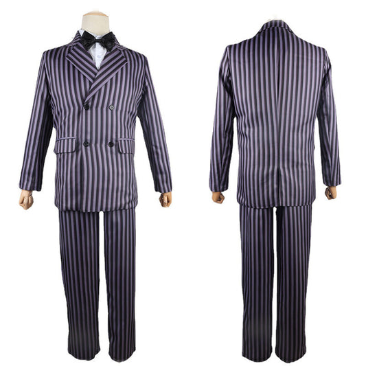 Wednesday Addams Gomes Cosplay Halloween Costume Striped Suit