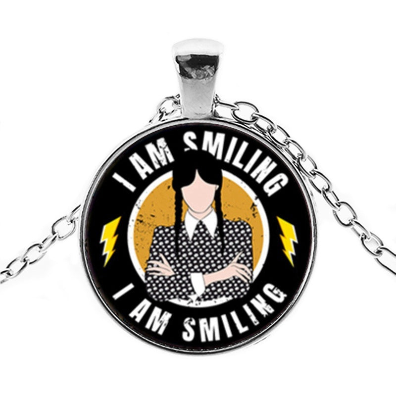 Punk Wednesday Character Glass Dome Pendant Necklace