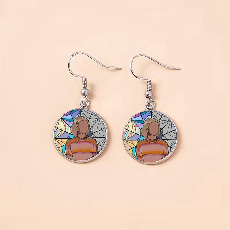 Punk Wednesday Stainless Steel Glass Dome Dangle Earrings For Women Girls