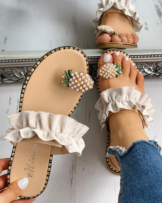 Womens Pineapple Flip Flops Women's Sandals Stylish Shoes for Women Footware