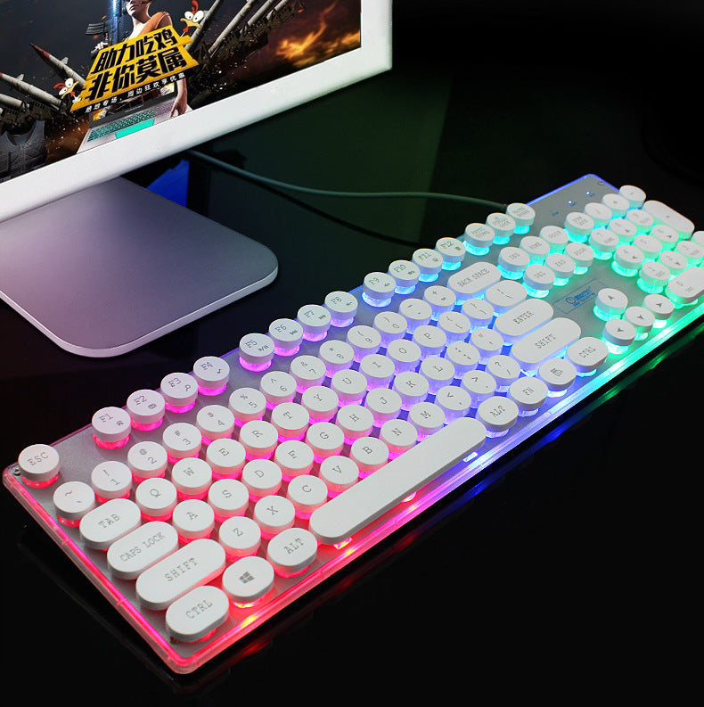Colorful Crystal Luminous Gaming Keyboard Wired Keyboard Mouse Set Musician Keyboard