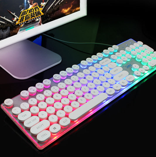 Colorful Crystal Luminous Gaming Keyboard Wired Keyboard Mouse Set Musician Keyboard