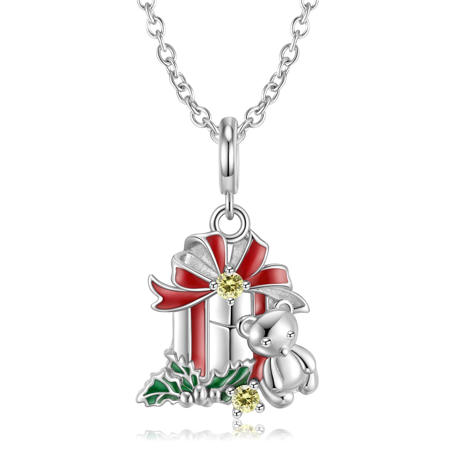 Women’s .925 Sterling Silver Christmas Bear Bell Necklace S925 Fashion Jewelry for Women and Girls