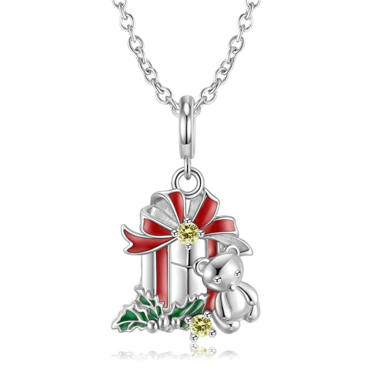 Women’s .925 Sterling Silver Christmas Bear Bell Necklace S925 Fashion Jewelry for Women and Girls