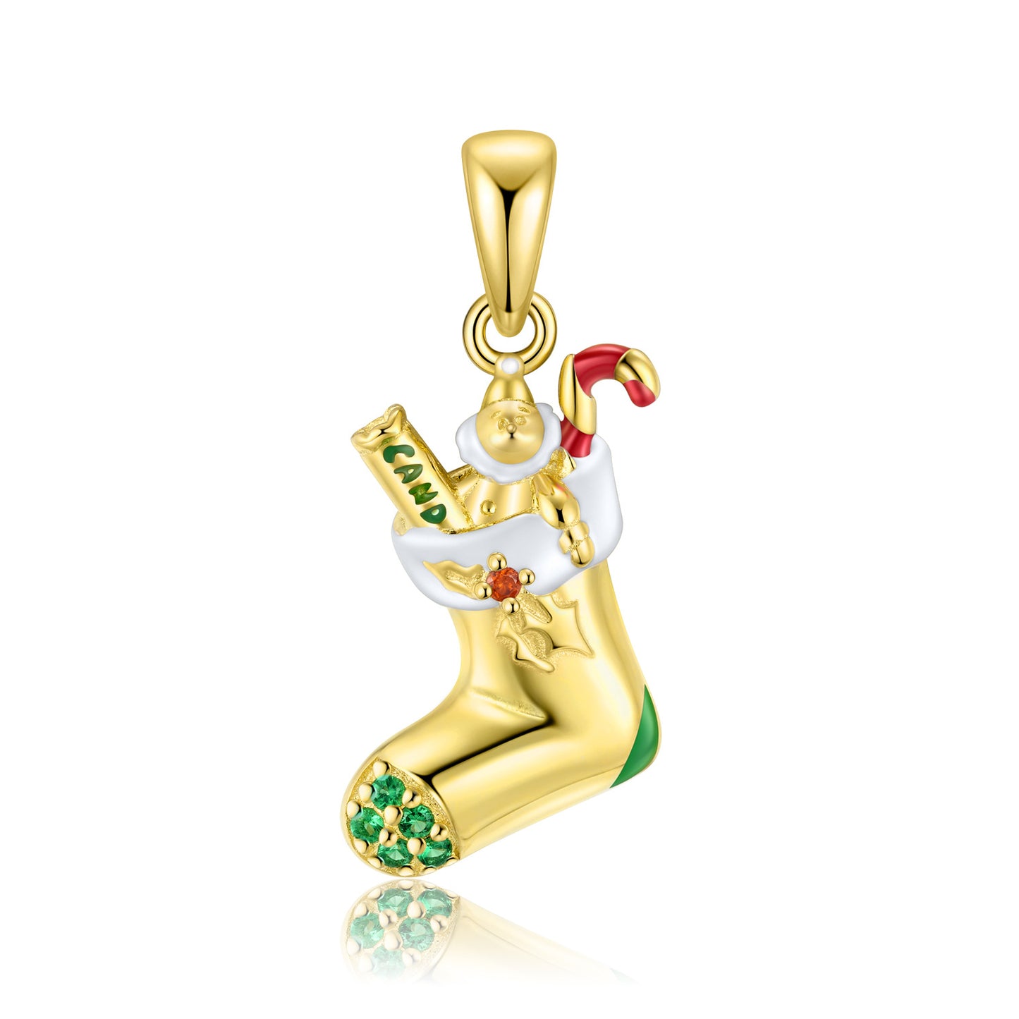 .925 Sterling Silver Gold-Plated Christmas Stocking Necklace Exquisite Ins Wind Collarbone Chain Jewelry Gift S925 Sterling Silver Gold-Plated