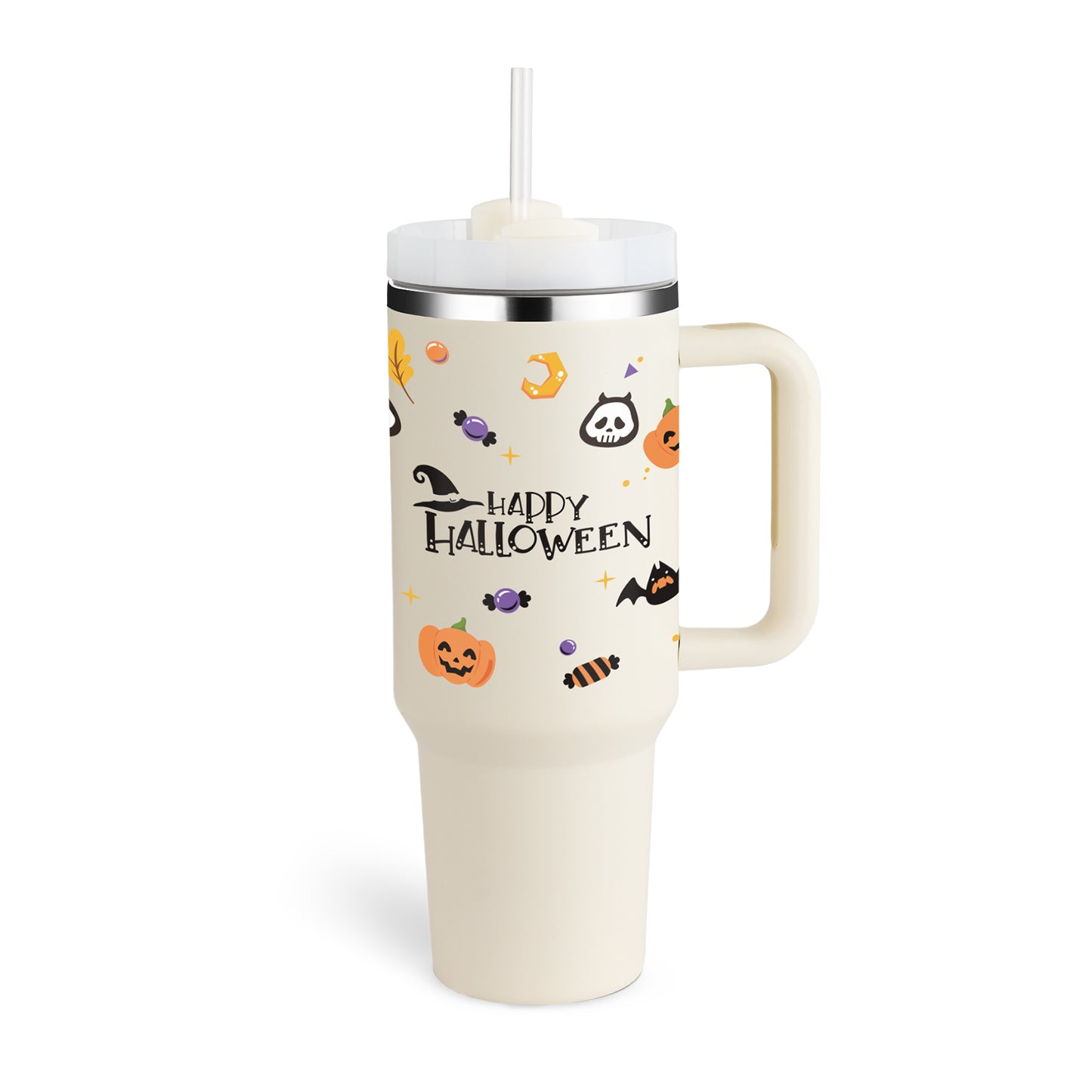 Winter Thermal Mug 40oz Straw Coffee Insulation Cup With Handle Portable Car Stainless Steel Water Bottle Large Capacity Travel BPA Free Thermal Mug